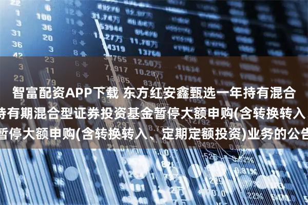 智富配资APP下载 东方红安鑫甄选一年持有混合: 东方红安鑫甄选一年持有期混合型证券投资基金暂停大额申购(含转换转入、定期定额投资)业务的公告