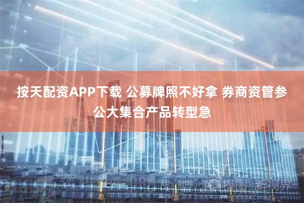 按天配资APP下载 公募牌照不好拿 券商资管参公大集合产品转型急
