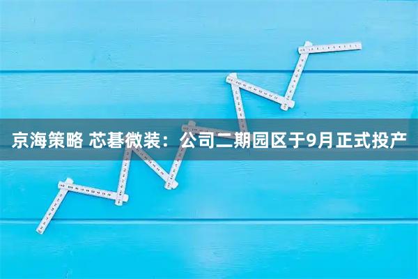 京海策略 芯碁微装：公司二期园区于9月正式投产